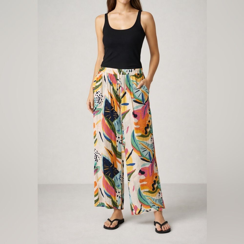 Paparazzi Palazzo Elastic waste, lightweight vibrant pants size small